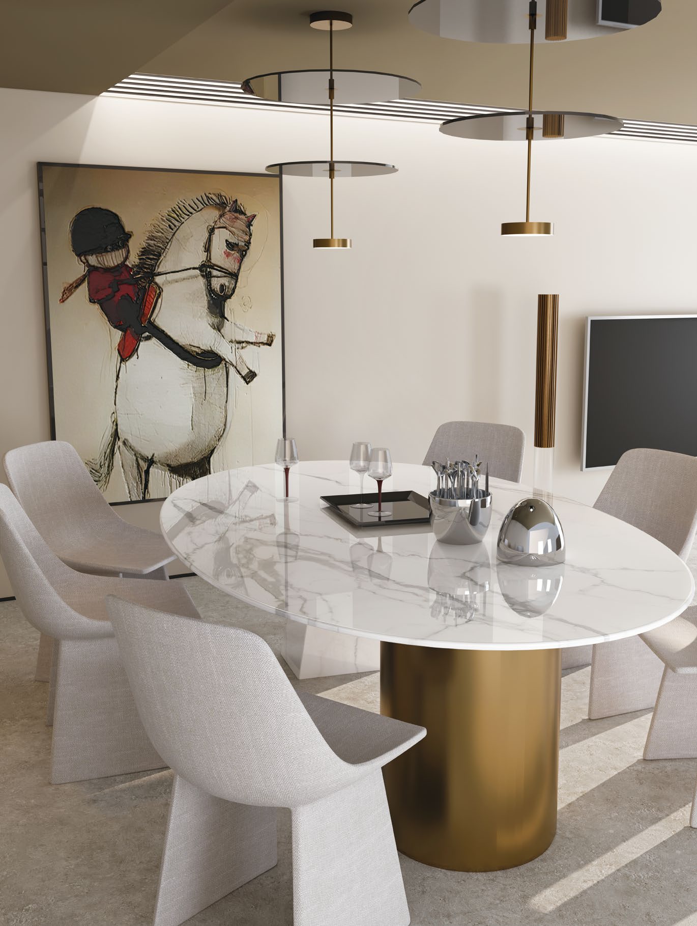Statuario Diamante sintered stone installed